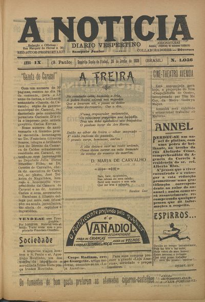 Capa de um dos jornais.