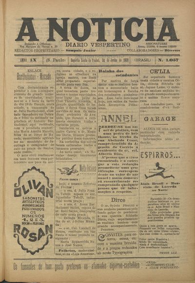 Capa de um dos jornais.