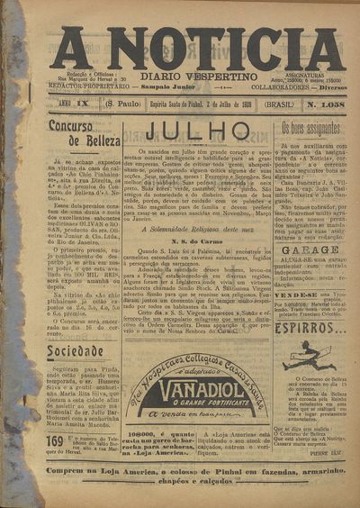 Capa de um dos jornais.