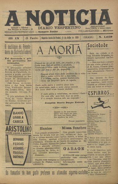 Capa de um dos jornais.