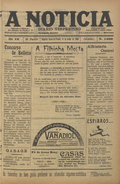Capa de um dos jornais.