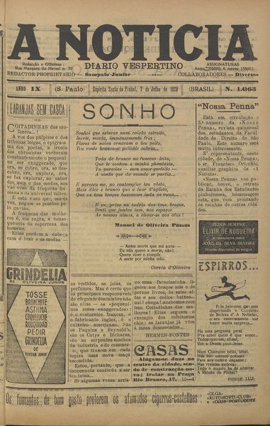 Capa de um dos jornais.