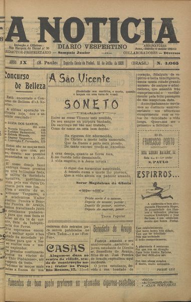 Capa de um dos jornais.