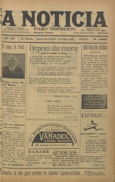 Capa de um dos jornais.