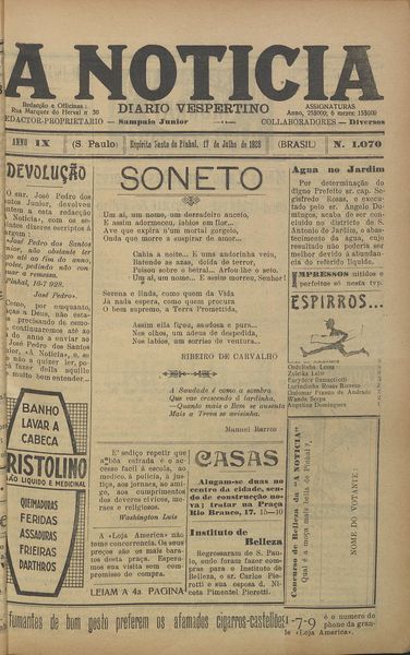 Capa de um dos jornais.
