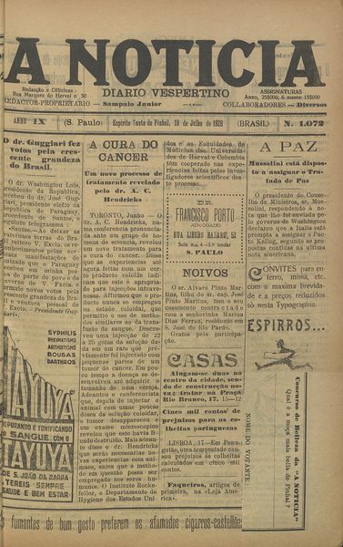 Capa de um dos jornais.