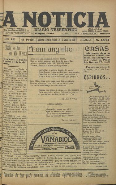 Capa de um dos jornais.