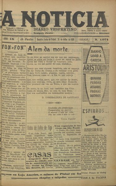 Capa de um dos jornais.