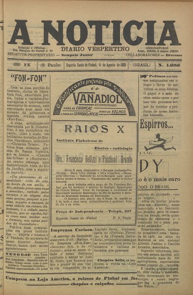 Capa de um dos jornais.