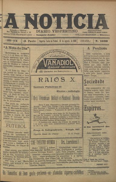 Capa de um dos jornais.