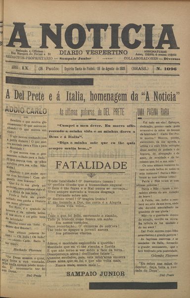 Capa de um dos jornais.