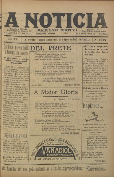 Capa de um dos jornais.
