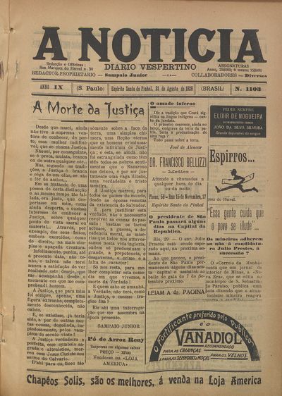 Capa de um dos jornais.