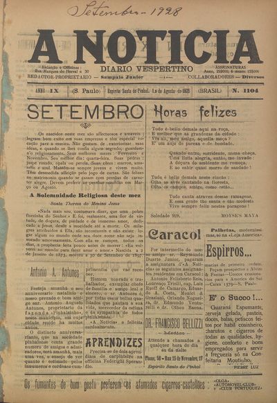 Capa de um dos jornais.