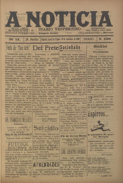 Capa de um dos jornais.