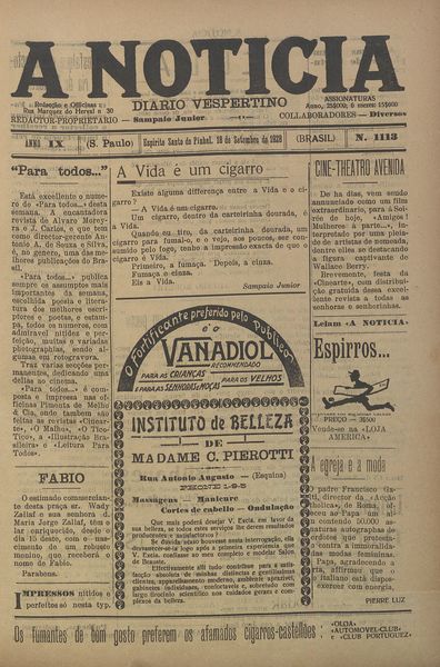 Capa de um dos jornais.
