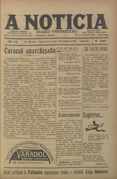 Capa de um dos jornais.