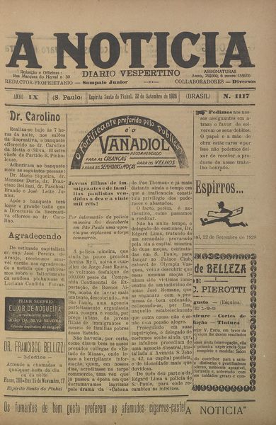 Capa de um dos jornais.