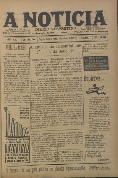 Capa de um dos jornais.
