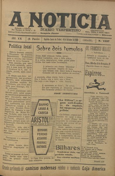 Capa de um dos jornais.