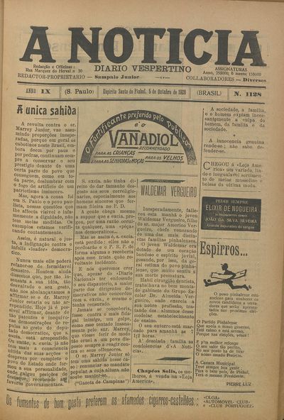Capa de um dos jornais.