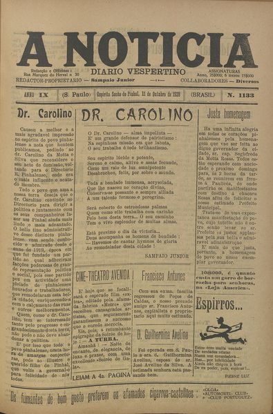 Capa de um dos jornais.