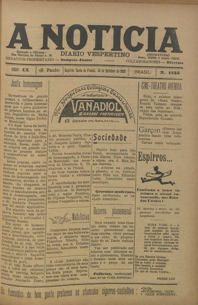 Capa de um dos jornais.