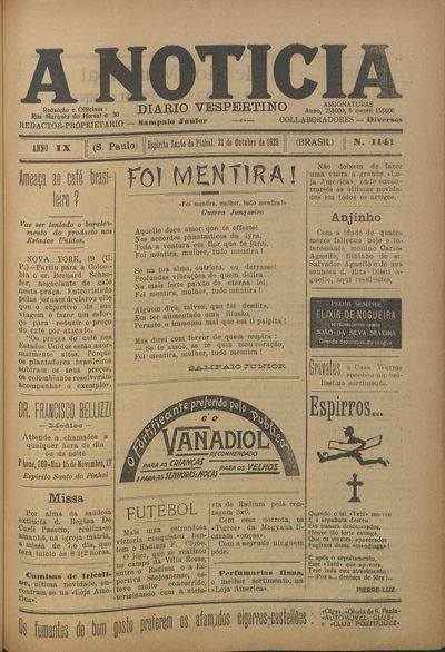 Capa de um dos jornais.