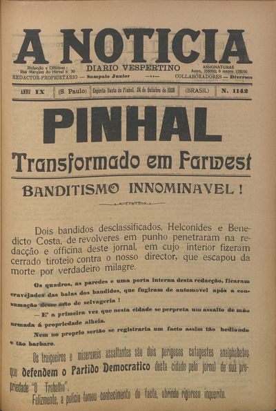 Capa de um dos jornais.
