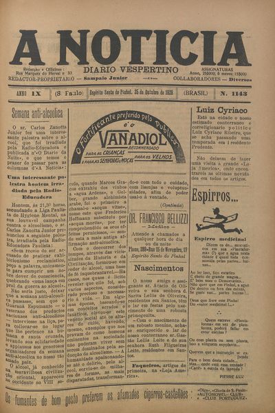 Capa de um dos jornais.