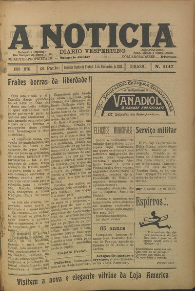Capa de um dos jornais.