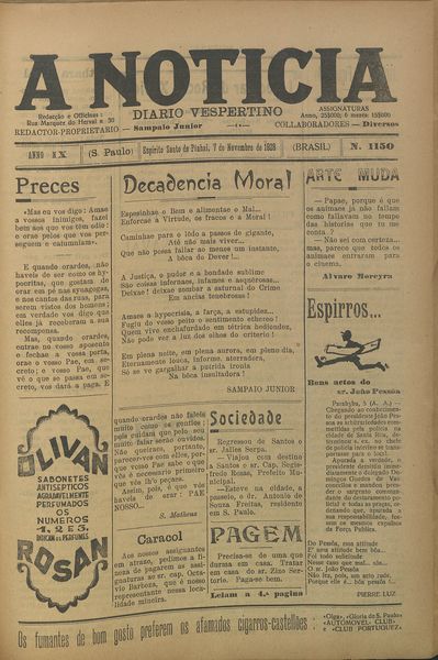 Capa de um dos jornais.