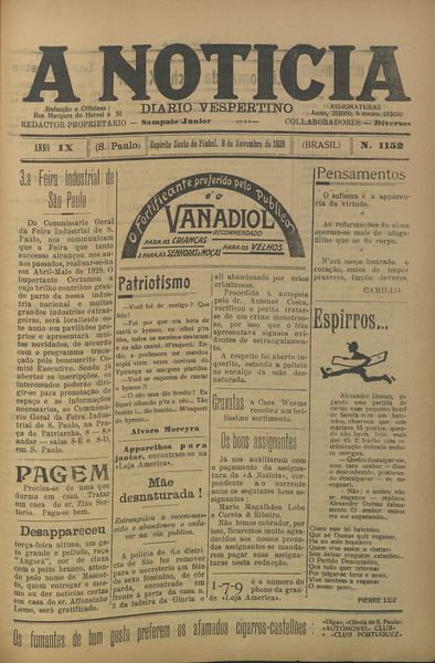 Capa de um dos jornais.