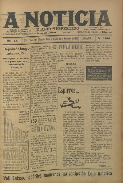 Capa de um dos jornais.