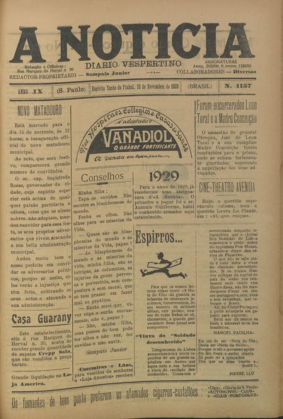 Capa de um dos jornais.