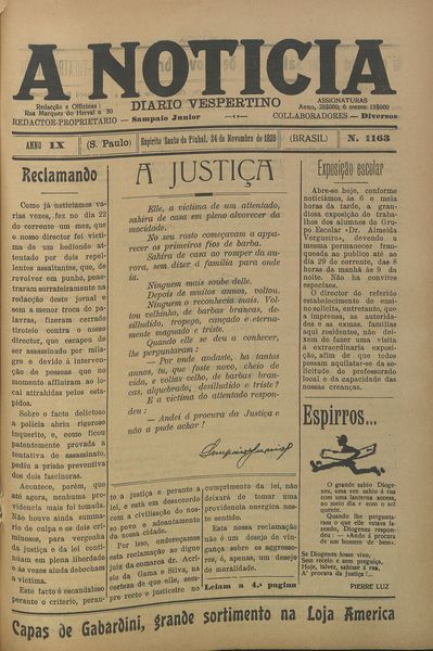 Capa de um dos jornais.