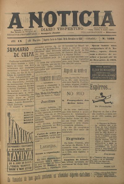 Capa de um dos jornais.