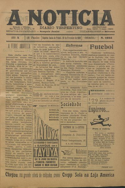 Capa de um dos jornais.