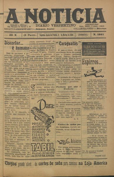 Capa de um dos jornais.