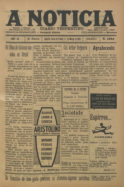 Capa de um dos jornais.