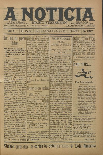 Capa de um dos jornais.