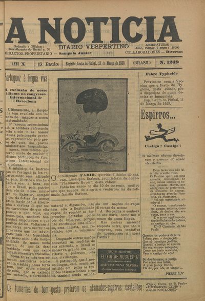 Capa de um dos jornais.