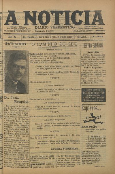 Capa de um dos jornais.