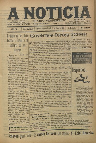 Capa de um dos jornais.