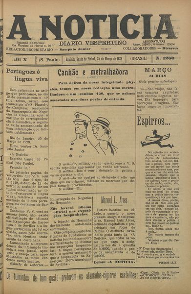 Capa de um dos jornais.