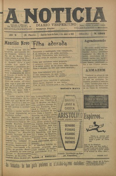 Capa de um dos jornais.