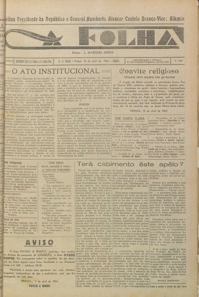 Capa de um dos jornais.