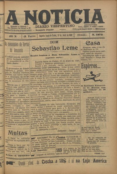 Capa de um dos jornais.