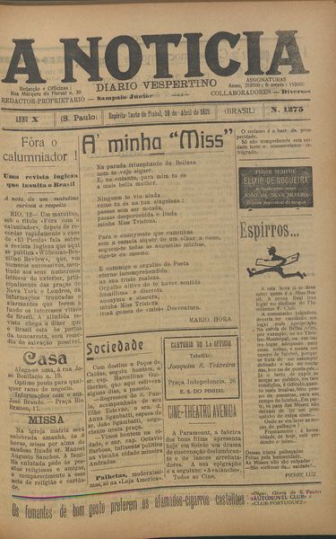 Capa de um dos jornais.
