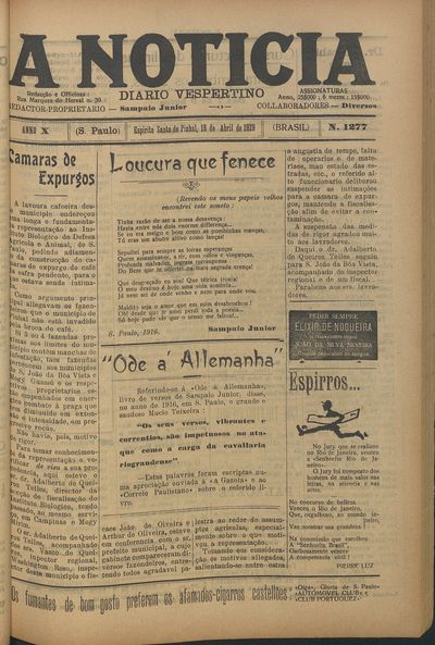 Capa de um dos jornais.